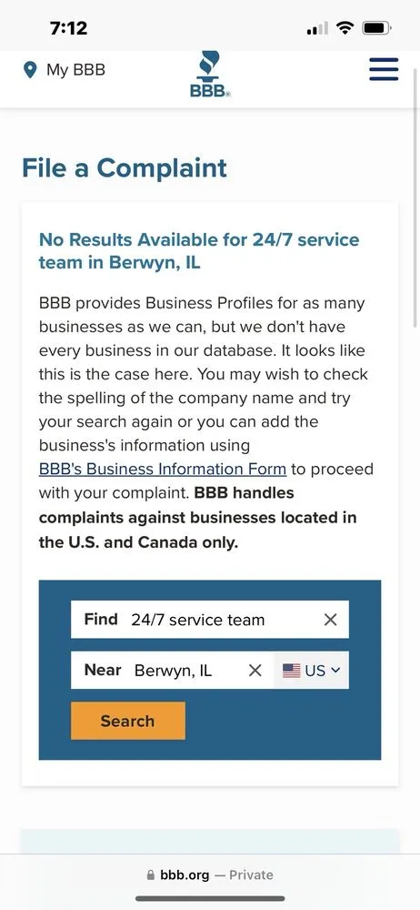 Slide of 24/7 Service Team