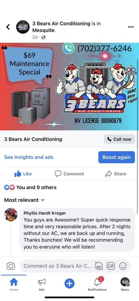 Slide of 3 Bears Air Conditioning
