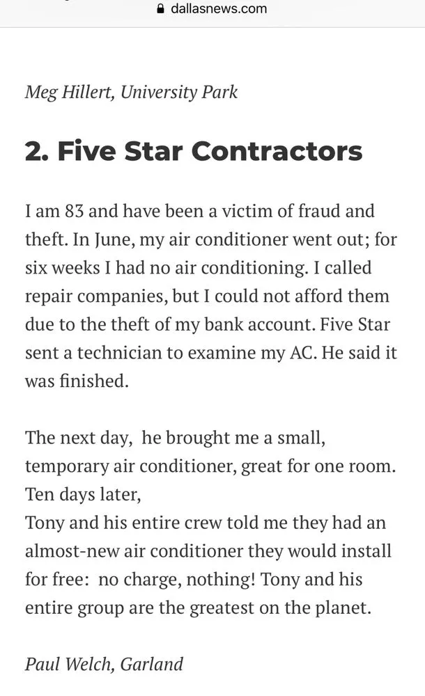 Slide of 5 Star HVAC Contractors