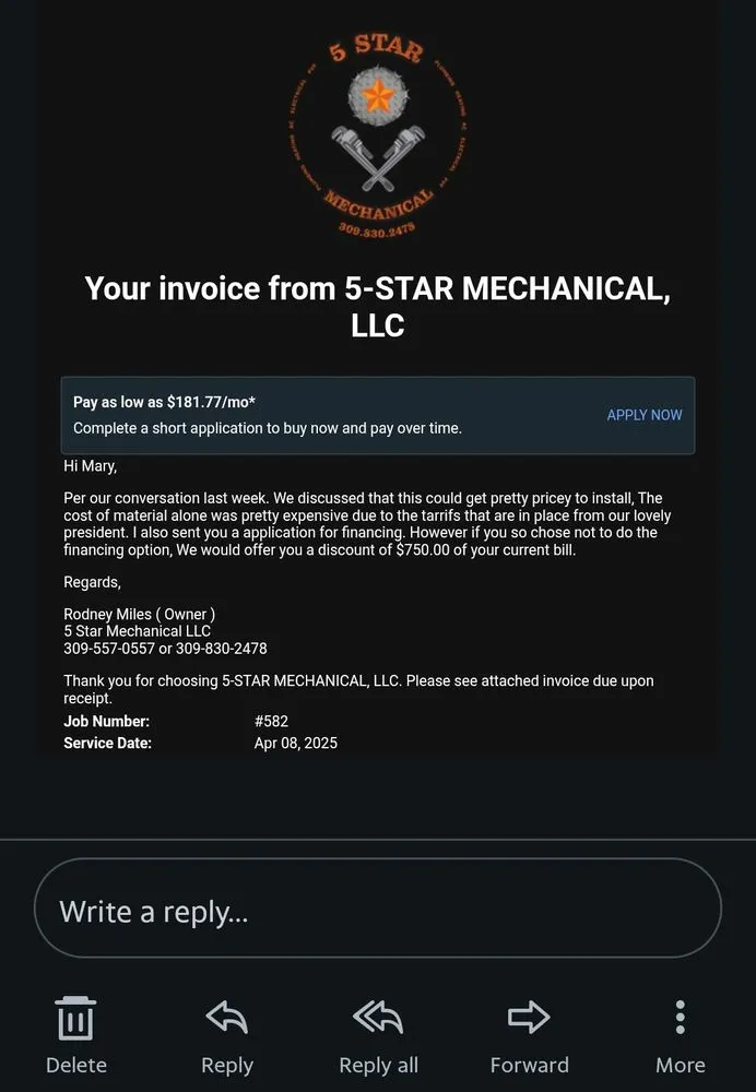 Slide of 5 Star Mechanical