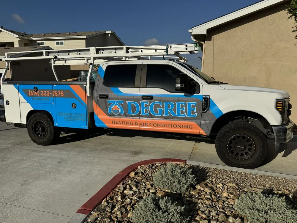 Slide of 75 Degree Heating & Air