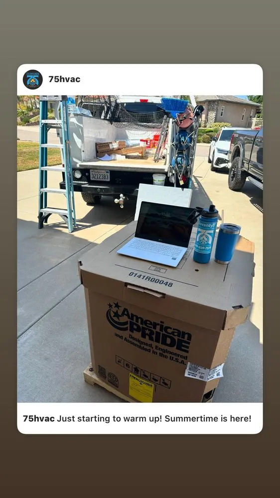 Slide of 75 Degree Heating & Air