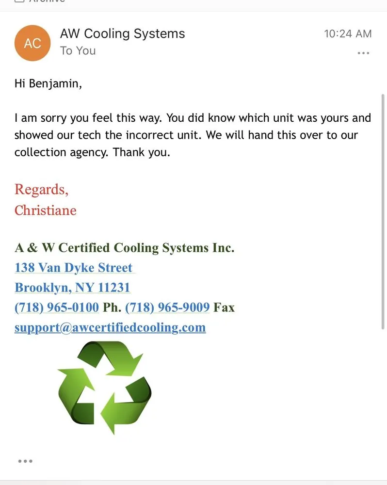 Slide of A & W Certified Cooling System