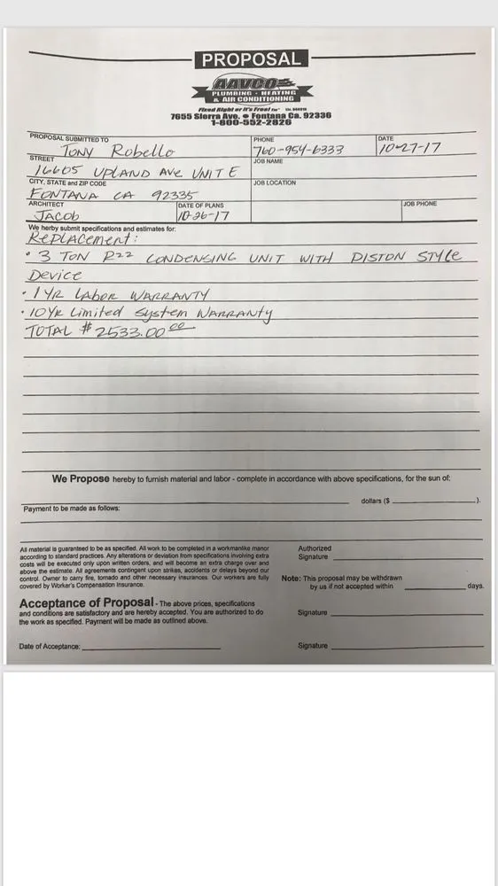 Slide of A Avco Plumbing Heating & Air Conditioning