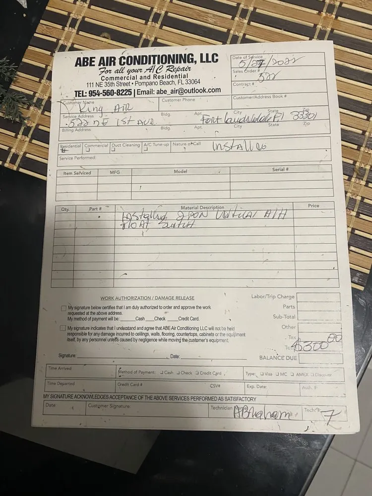 Slide of Abe air conditioning