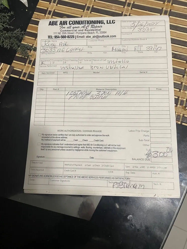 Slide of Abe air conditioning