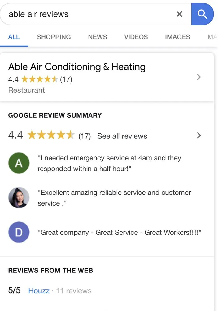Slide of Able Air Conditioning