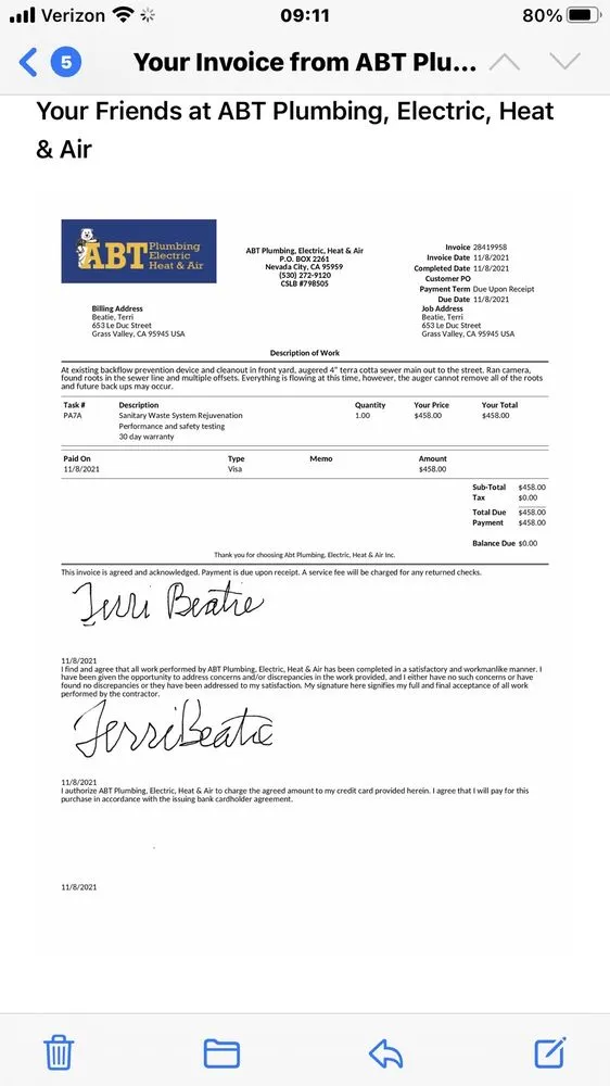 Slide of ABT Plumbing Electric Heat & Air