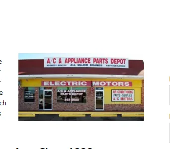 Slide of A/C & Appliance Parts Depot