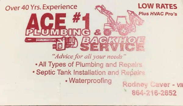 Ace #1 Plumbing & Backhoe Service