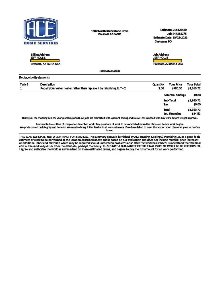 Slide of ACE Home Services