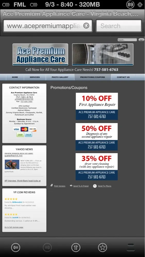 Slide of Ace Premium Appliance Care