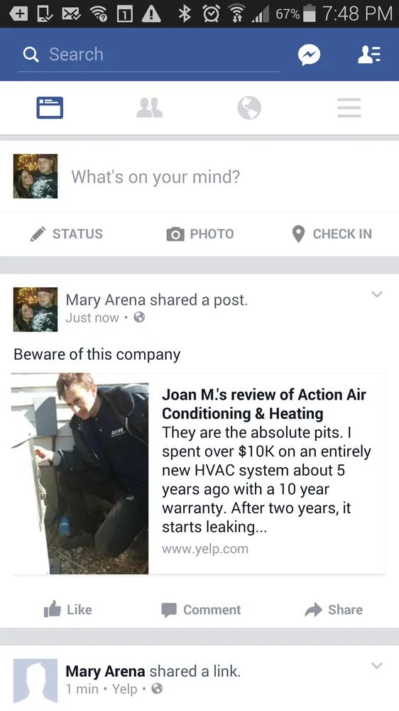 Slide of Action Air Conditioning & Heating