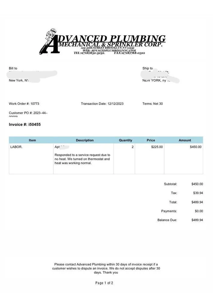 Slide of Advanced Plumbing Services