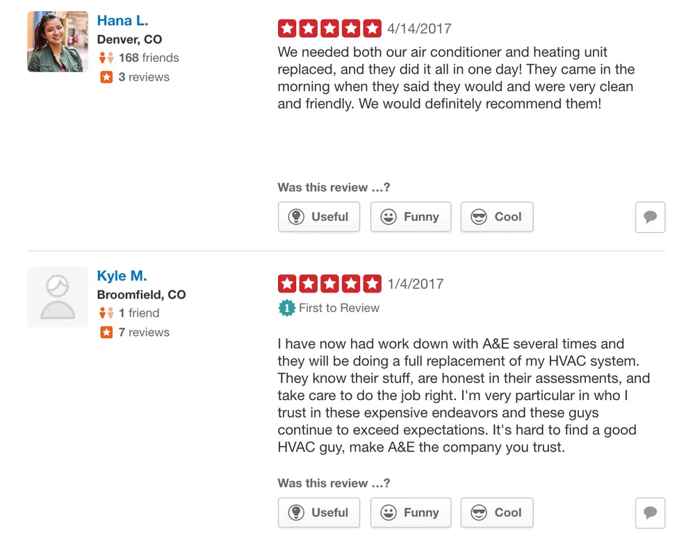 Slide of A&E Comfort Pros