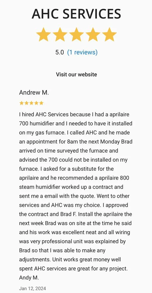 Slide of AHC Services