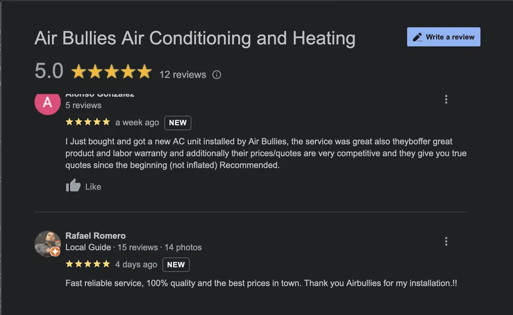 Slide of Air Bullies Air Conditioning and Heating