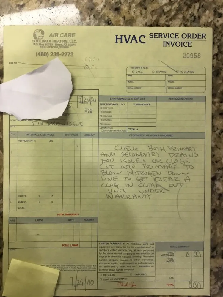 Slide of Air Care Cooling & Heating