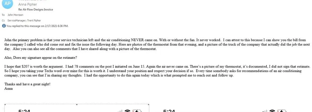 Slide of Air Flow Designs Heating & Air Conditioning