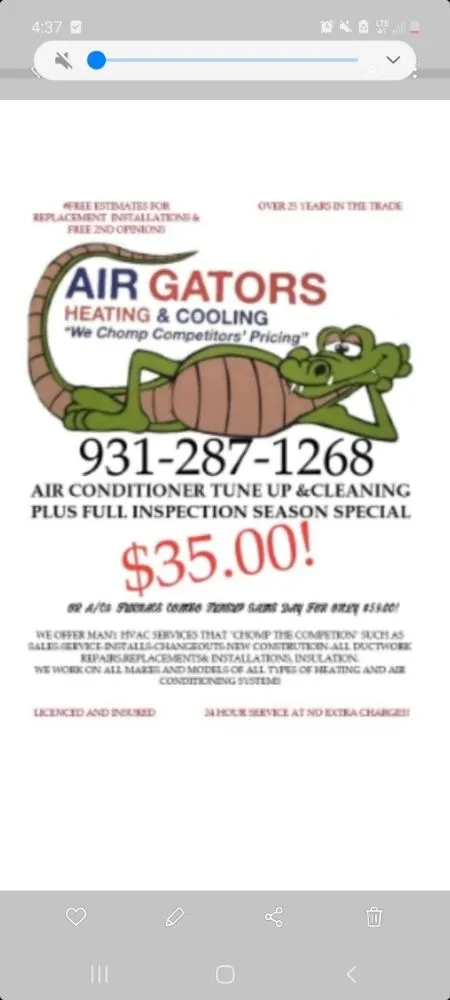 Slide of Air Gators Heating And Cooling