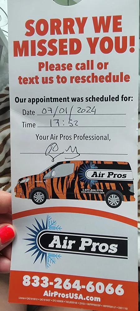 Slide of Air Pros Hollywood