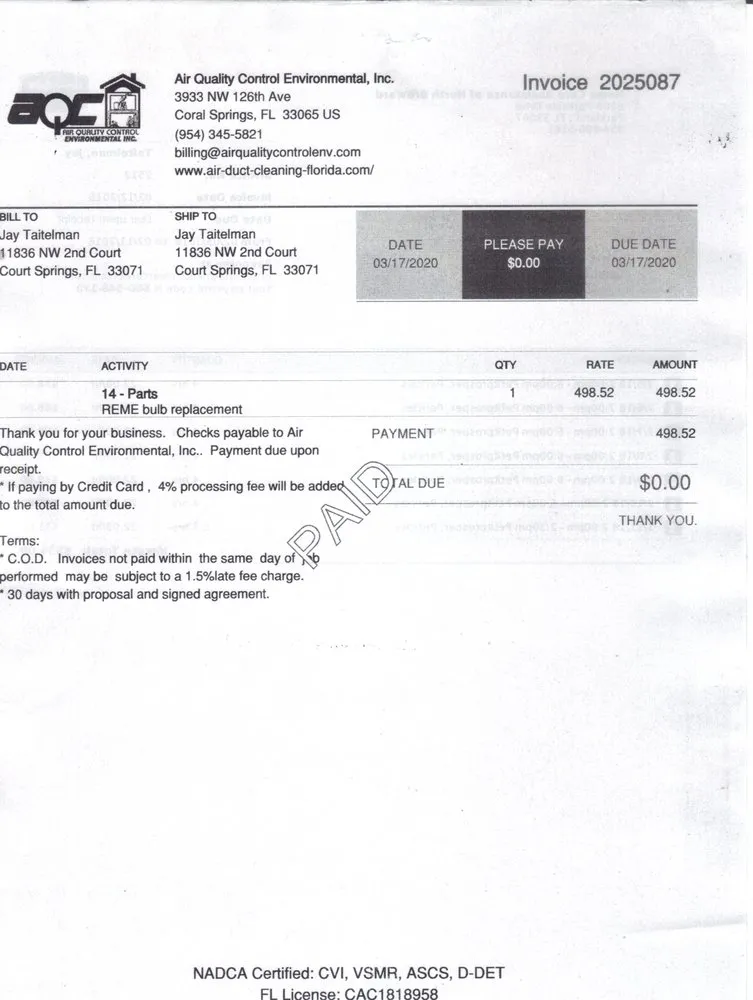 Slide of Air Quality Control Environmental