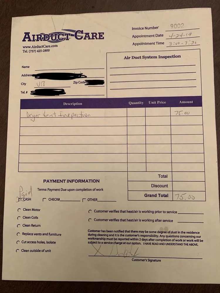 Slide of Airduct Care Heating & A/C