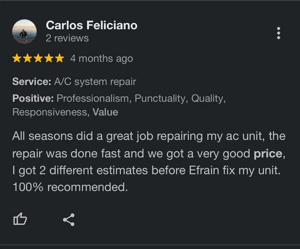 Slide of All Seasons Heating And Cooling