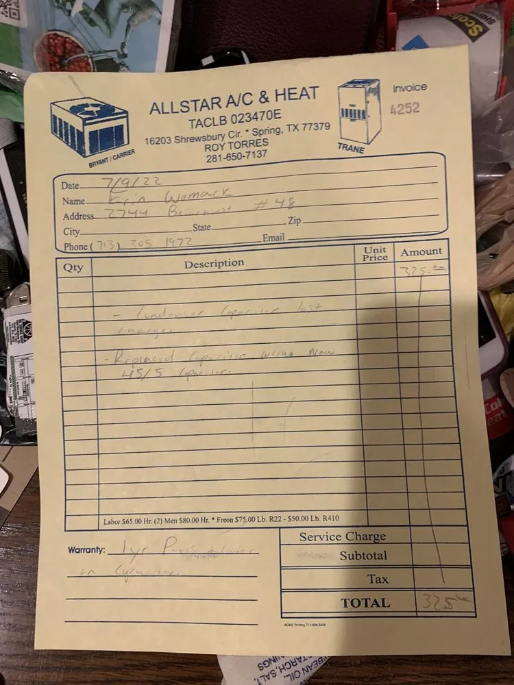 Slide of All Star A/C, Heating & Plumbing