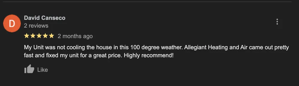 Slide of Allegiant Heating & Air