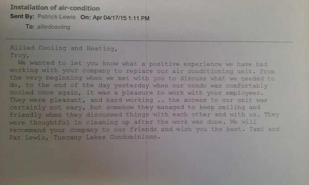 Slide of Allied Cooling & Heating