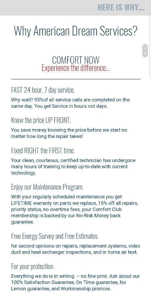 Slide of American Dream Services Heating & Cooling