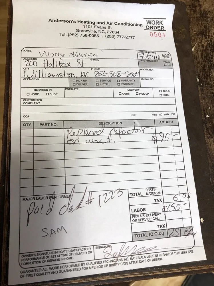 Slide of Anderson's Heating and Air Conditioning