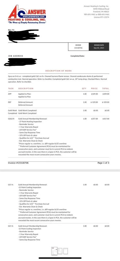 Slide of Answer Heating & Cooling Inc