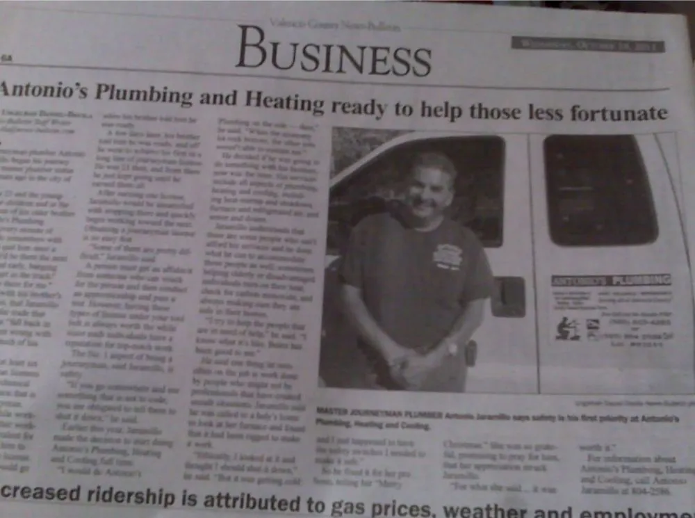 Slide of Antonio's Plumbing Heating & Cooling