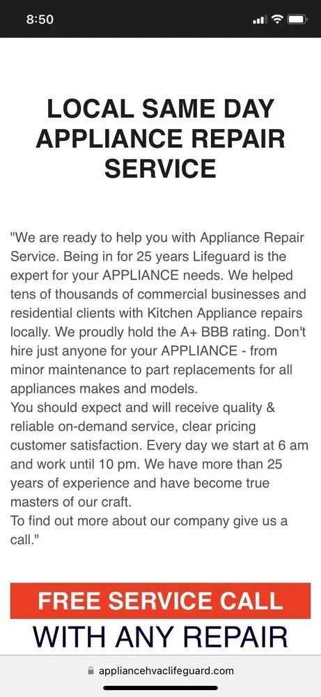 Slide of Appliance & HVAC Lifeguard