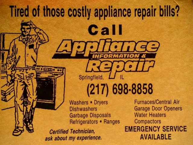 Slide of Appliance Information & Repair