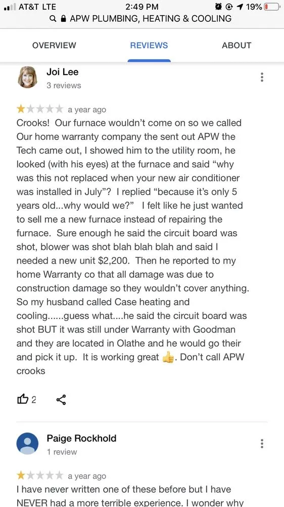 Slide of APW Plumbing, Heating & Cooling