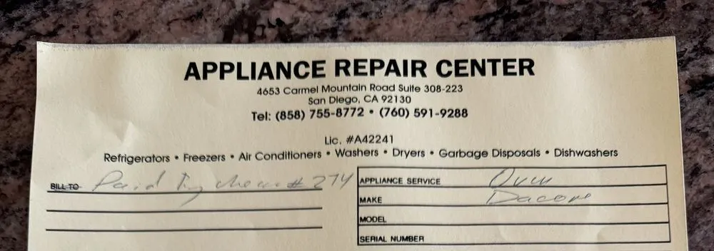 Slide of ARC Appliance Repair Center