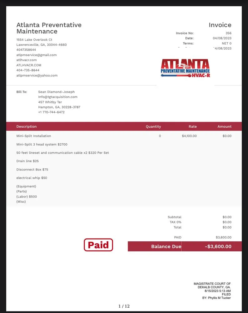 Slide of Atlanta Preventative Maintenance