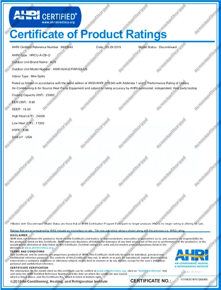 Slide of AUX Air Conditioner
