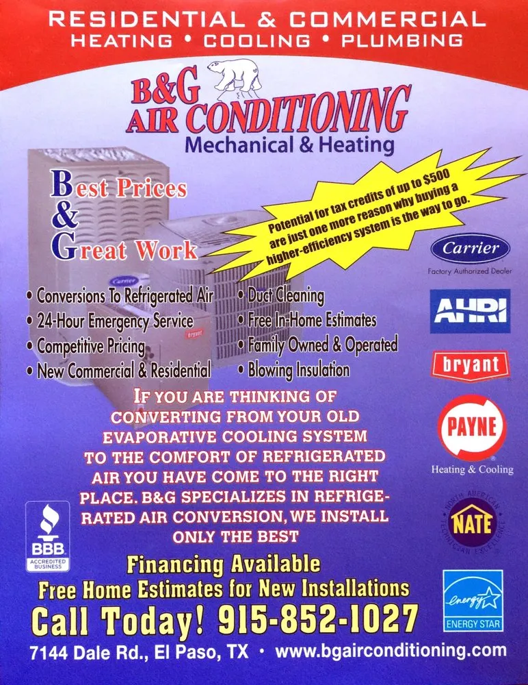 Slide of B & G Mechanical Air Conditioning & Heating