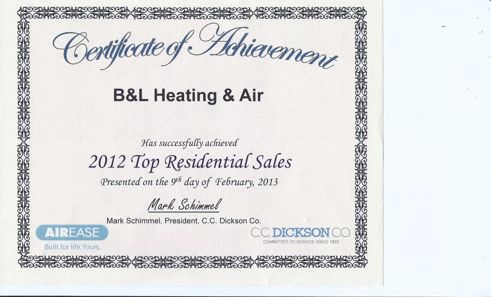 Slide of B & L Heating and Air
