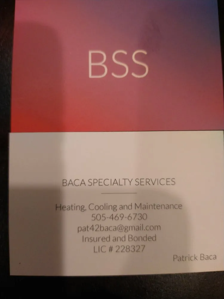 Slide of Baca's Heating, Cooling & Maintenance