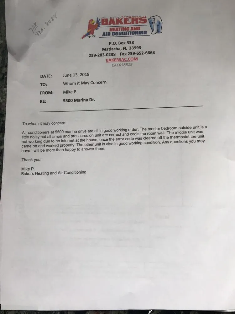 Slide of Bakers Heating and Air Conditioning