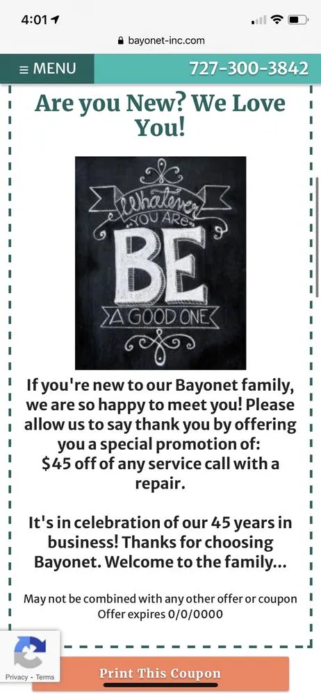 Slide of Bayonet Plumbing, Heating & Air Conditioning
