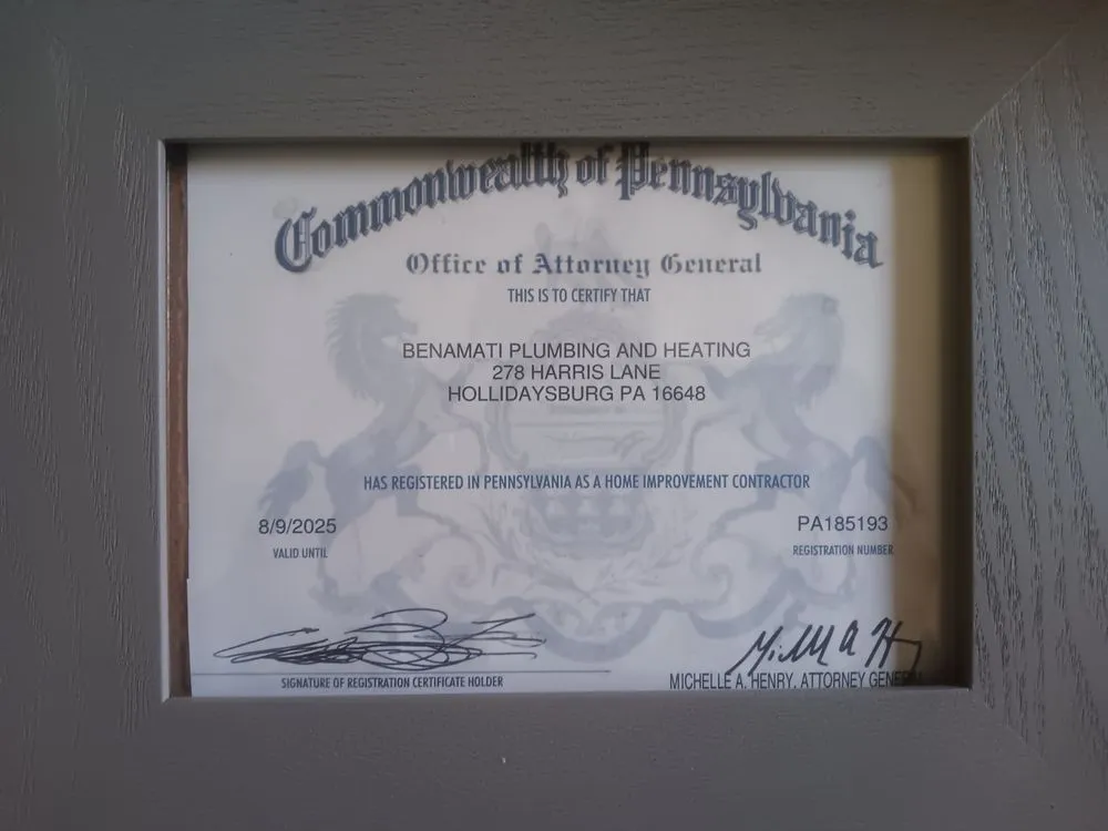 Slide of Benamati Plumbing and Heating