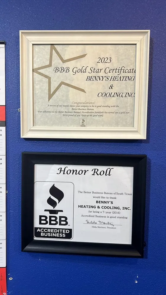 Slide of Benny's Heating & Cooling