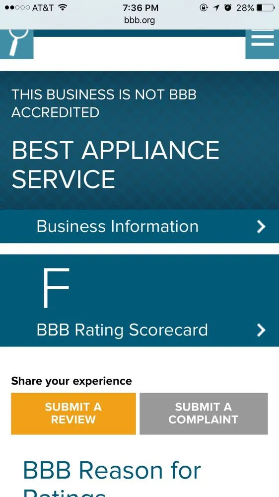 Slide of Best Appliance Service