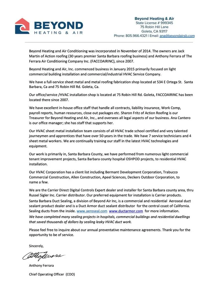 Slide of Beyond Heating & Air